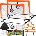 EZBY Soccer Goals for Kids Backyard Set of 2, 4x3ft Portable Pop-Up Youth Soccer Net Training Equipment Kit with Thickened Ball, Agility Ladder, 10 Cones and Gift Box