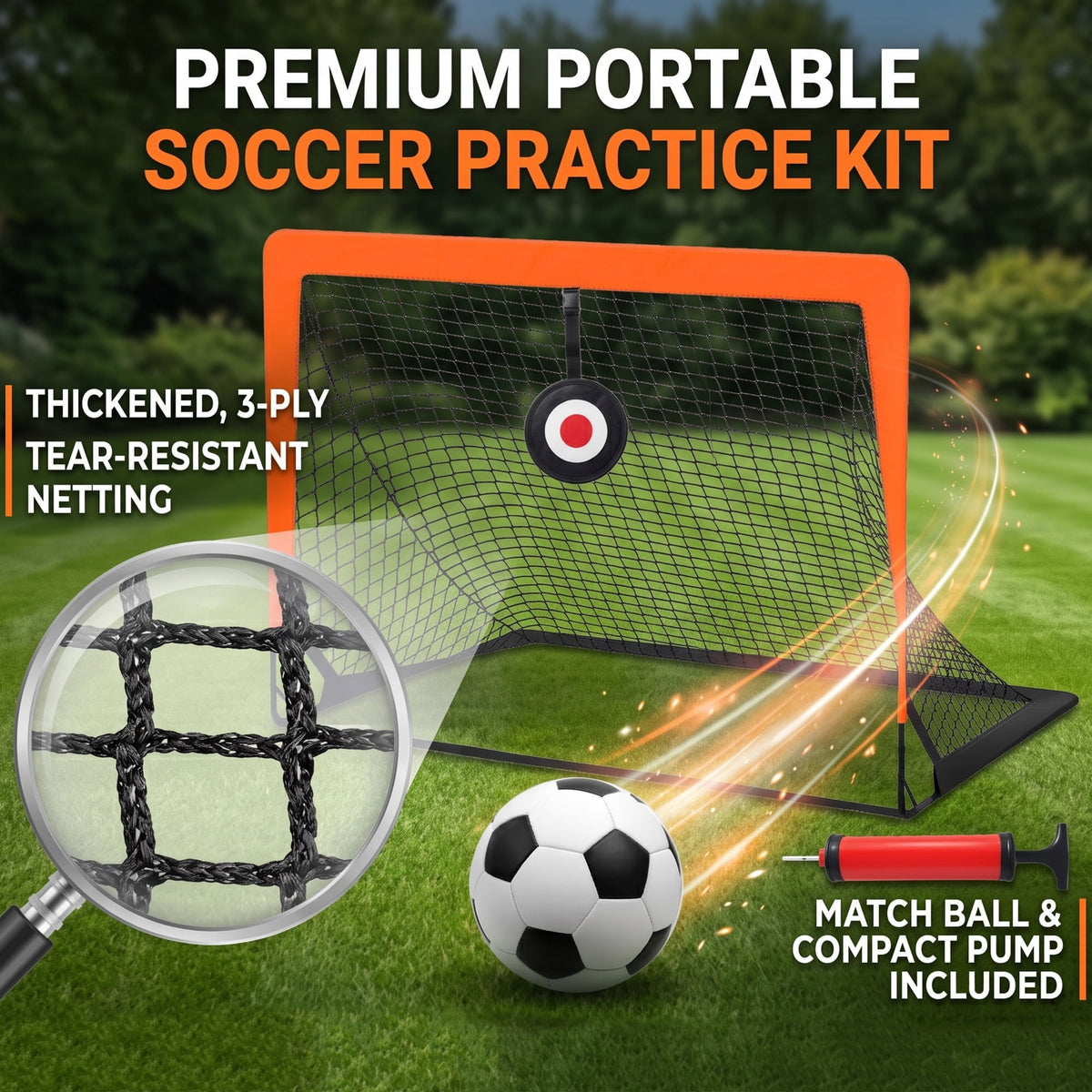 EZBY Soccer Goals for Kids Backyard Set of 2, 4x3ft Portable Pop-Up Youth Soccer Net Training Equipment Kit with Thickened Ball, Agility Ladder, 10 Cones and Gift Box