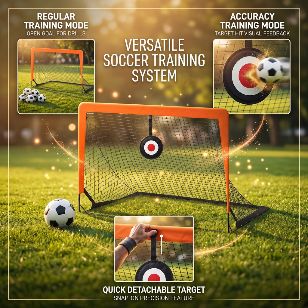 EZBY Soccer Goals for Kids Backyard Set of 2, 4x3ft Portable Pop-Up Youth Soccer Net Training Equipment Kit with Thickened Ball, Agility Ladder, 10 Cones and Gift Box